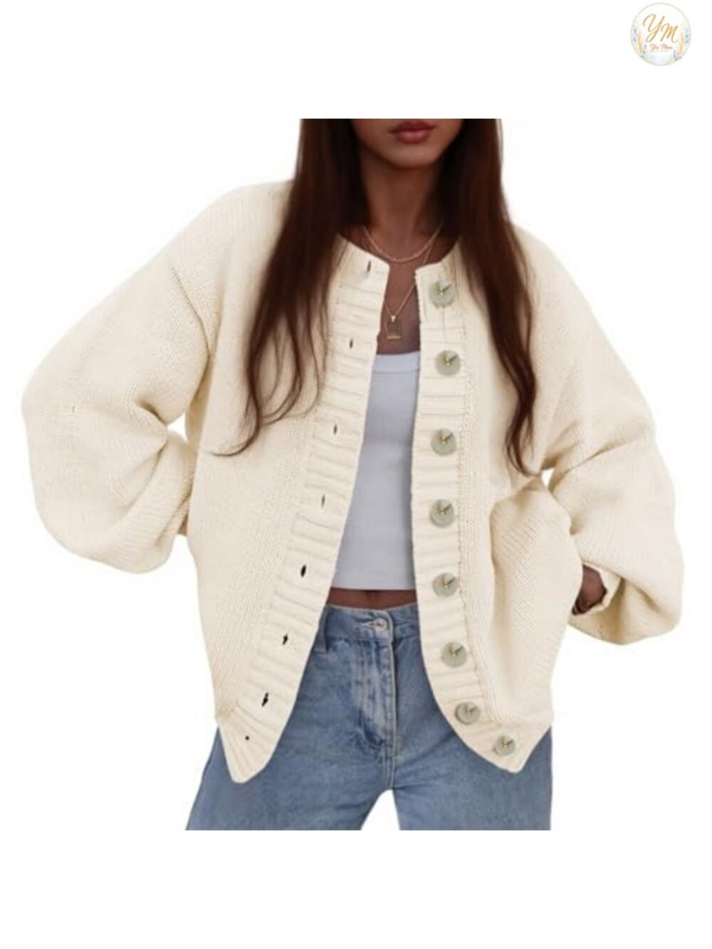 Women's Chunky Ribbed Knit Cardigan Sweater Soft Stretchy Button Up